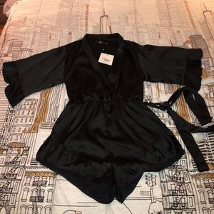Black Satin Romper, New